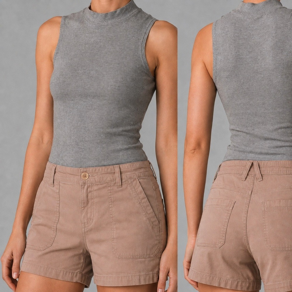 PRANA Elle Organic Cotton Stretch Dobby Utility Shorts 6 / 28 Pink Champagne